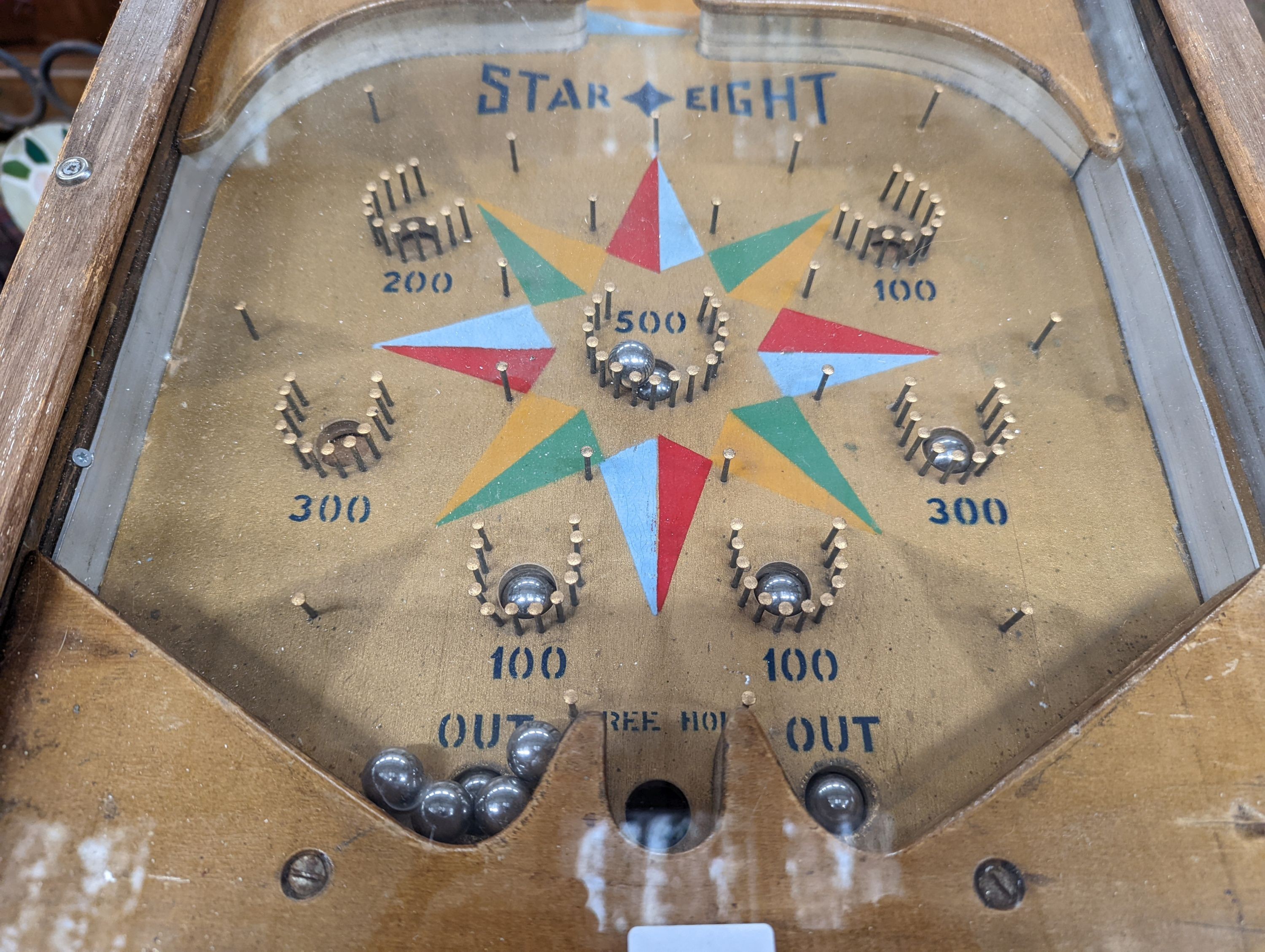 A Vintage Star Eight table top pinball machine, width 42cm depth 69cm height 29cm